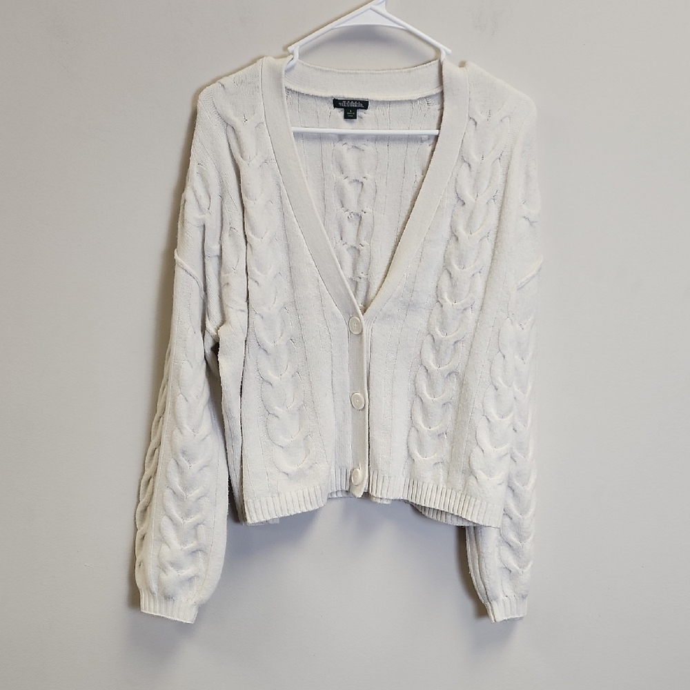 Wild Fable White Cable Knit Cardigan